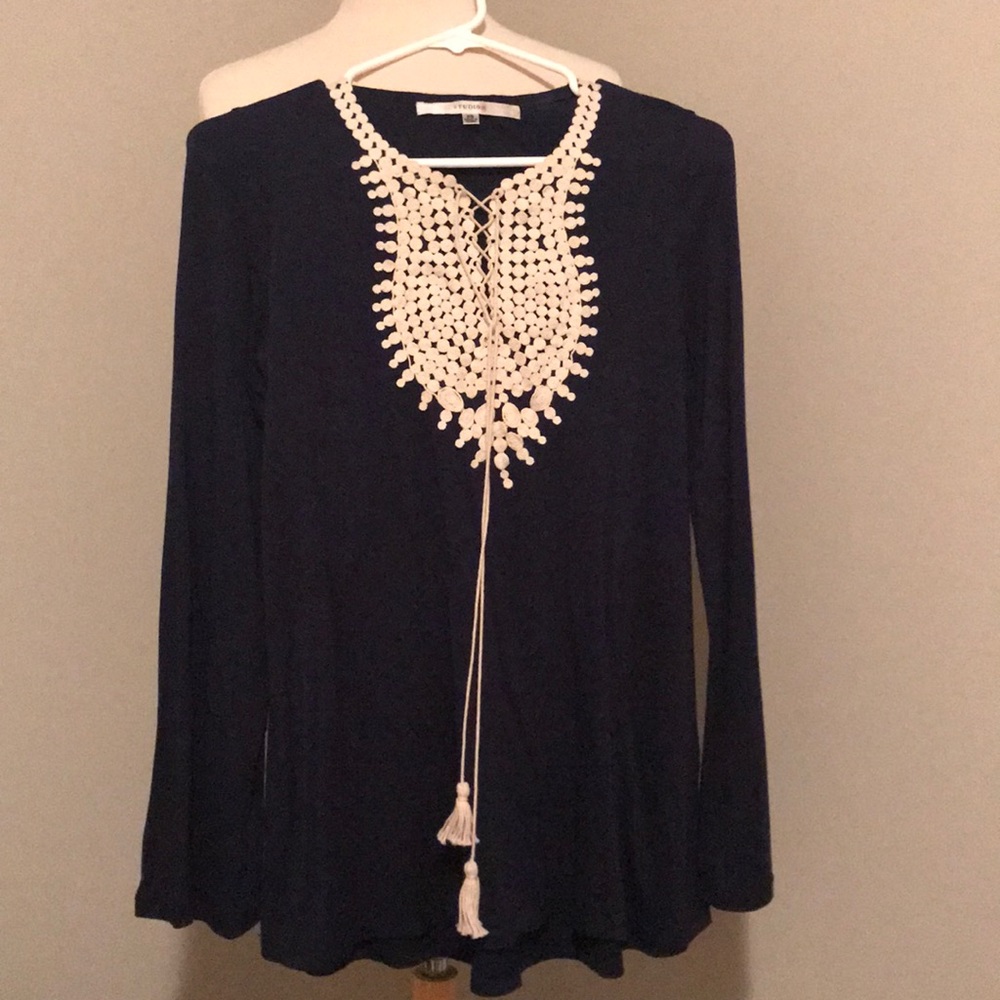 Crochet Detail Long Sleeve Top